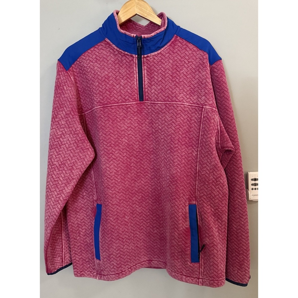 Chubbies Sweater The Let Me Pink 1/4 Zip Quilted‎ Pullover XL New